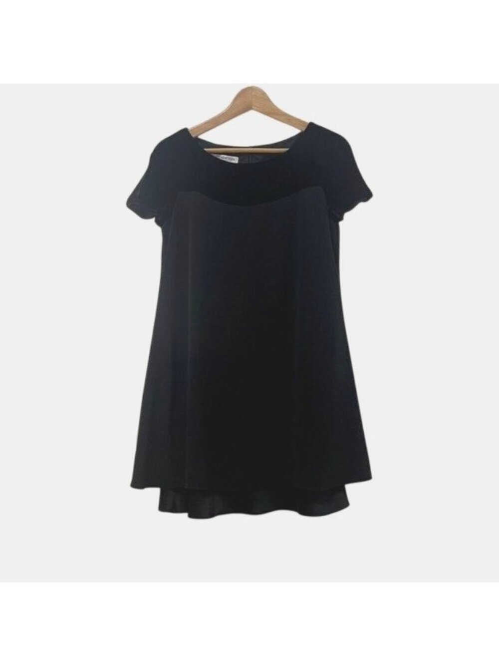 Vintage Jones New York 90s Black Velvet Top Short Sleeve Dress sz 8P